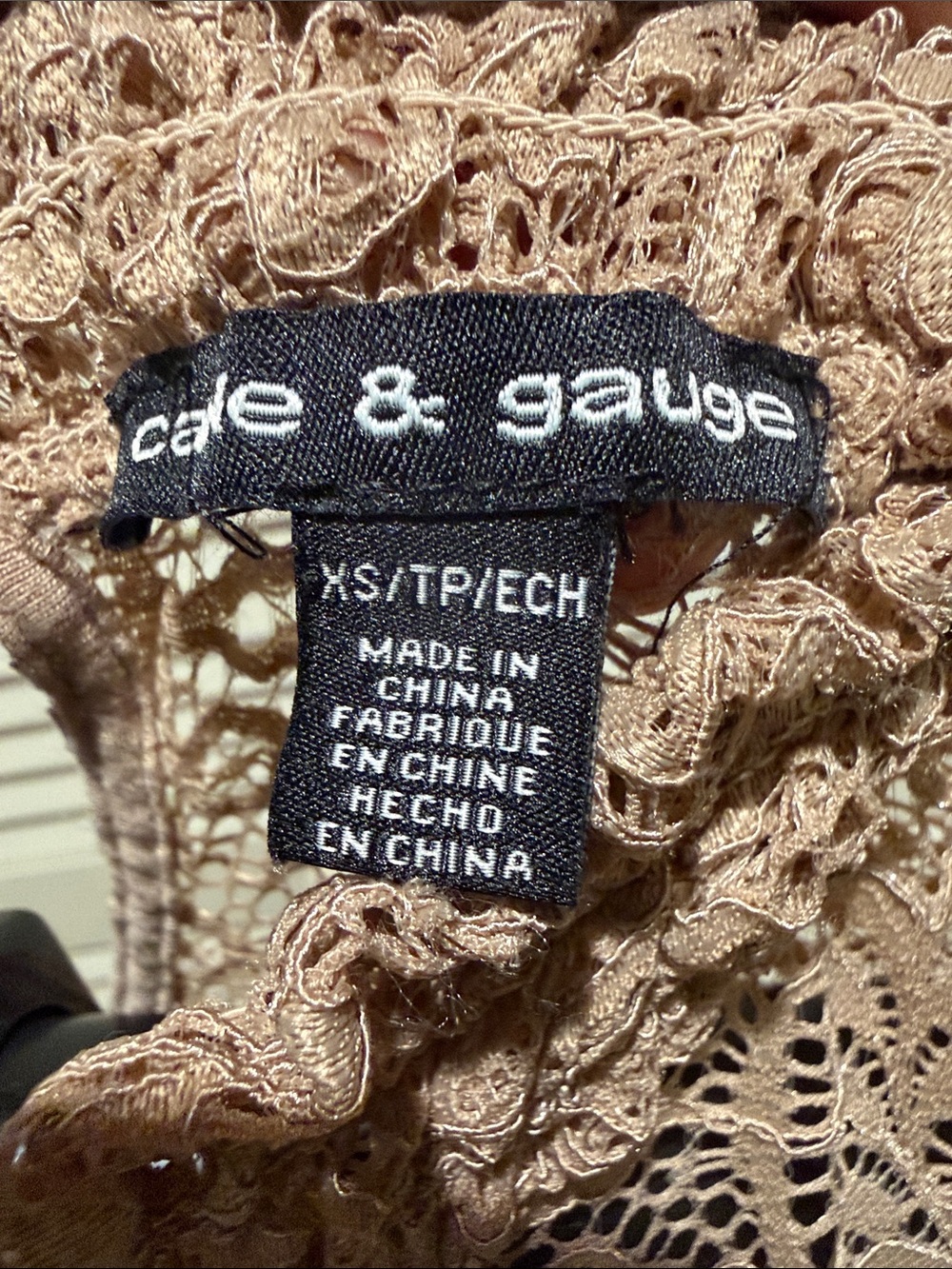 Women’s Lace Mock Neck Blouse - Taupe - Picture 2 of 5